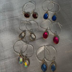Hoop Earrings With Dangling Crystal
